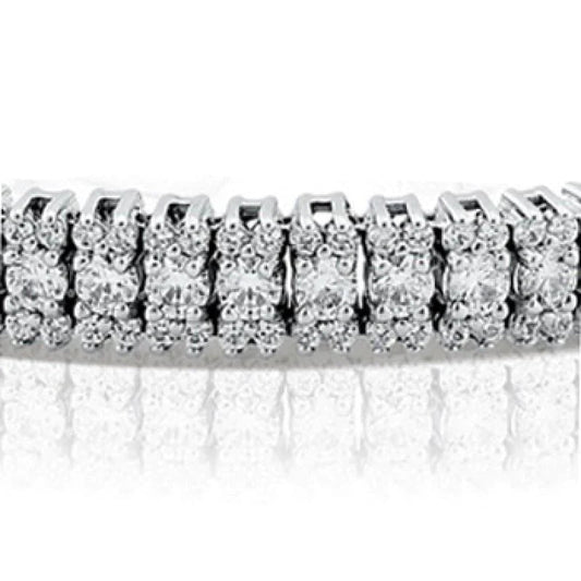 10 Carats Round Real Diamond Tennis Bracelet Gold White 14K