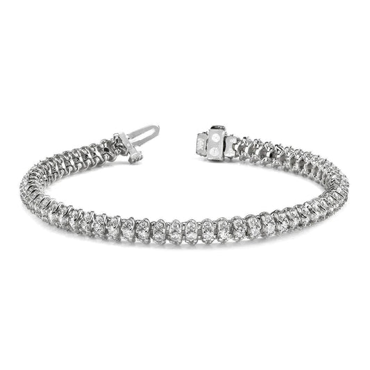 10 Carats Round Real Diamonds Scoop Link Bracelet White Gold 14K