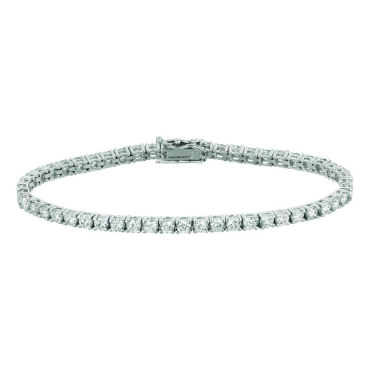 10 Pointer Natural Diamond Tennis Bracelet 5.10 Carats 14K White Gold