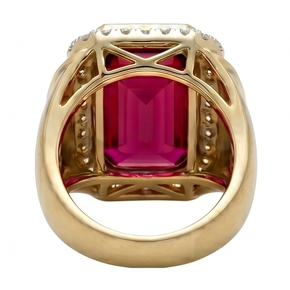 10K Yellow Gold Burmese Ruby Men's Ring – 8.5-ct Radiant Cut