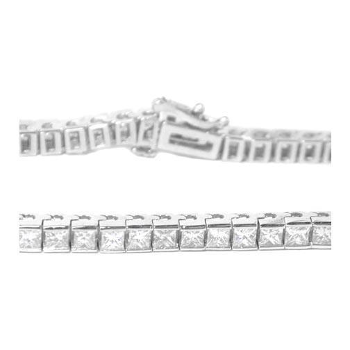 10.50 Ct Princess Cut Real Diamond Tennis Bracelet Solid White Gold 14K