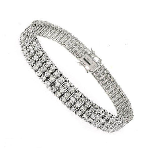 10.80 Carats Round 4 Prong Set Natural Diamond Tennis Bracelet White Gold 14K
