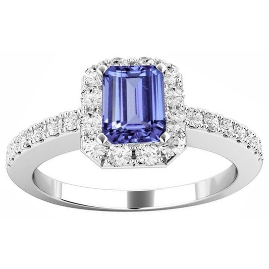 11.75 Ct Tanzanite And Natural Earth Mined Diamonds Ring New White Gold 14K