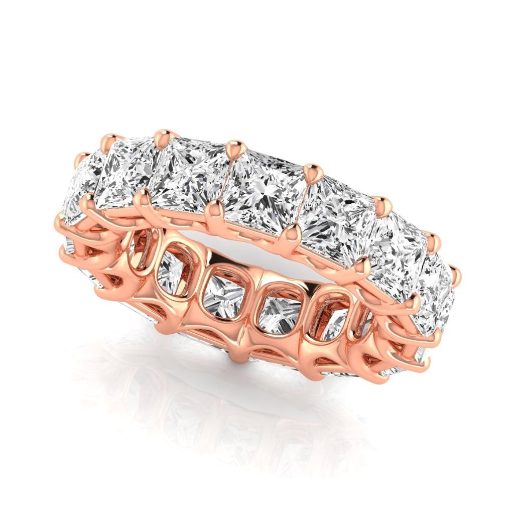 Princess Cut Fine Diamond ring in 14 Karat Rose Gold – side view