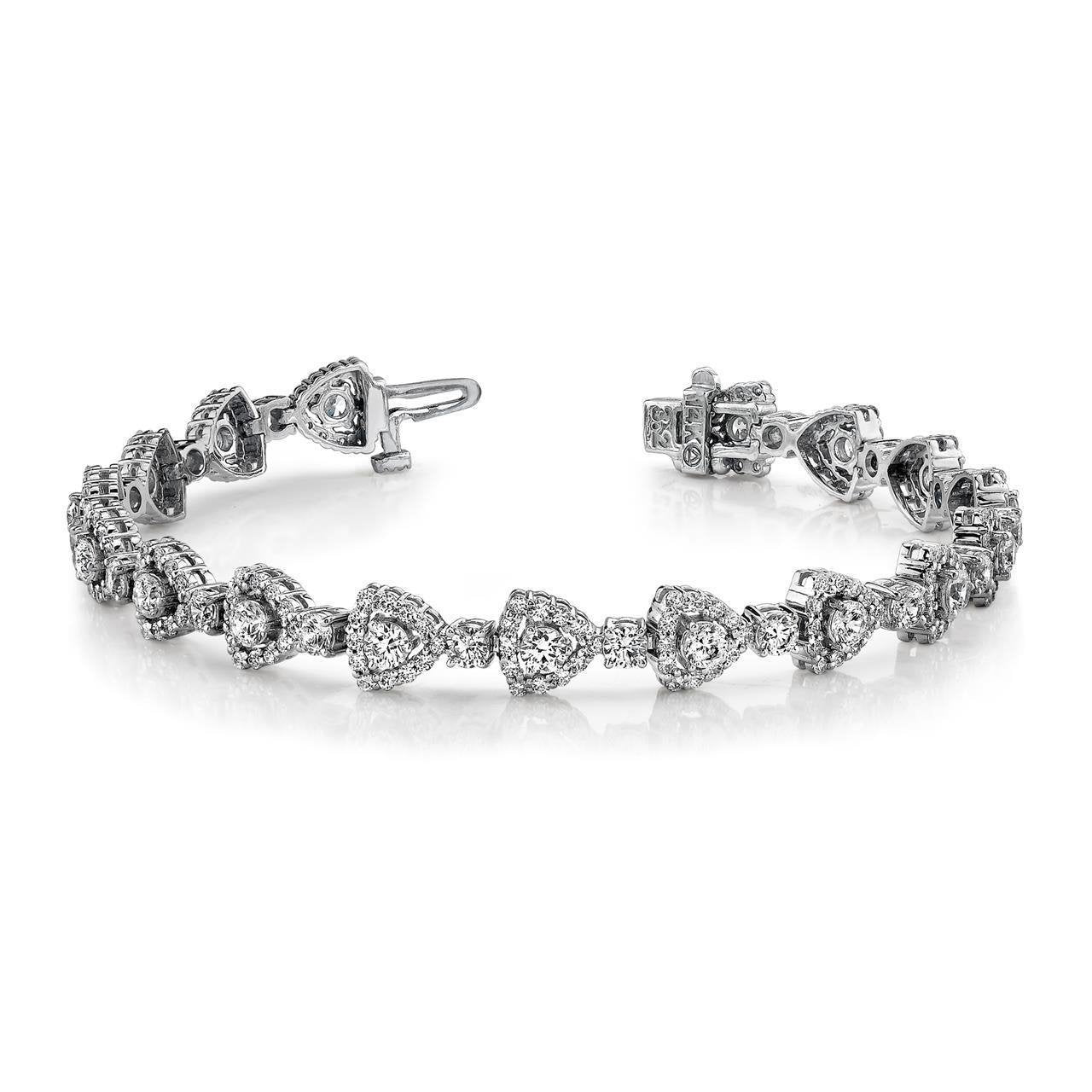 11.10 Carats Brilliant Cut Genuine Diamonds Triangular Link Bracelet White Gold