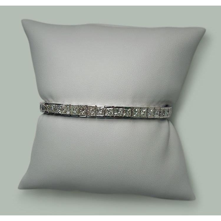 11.50 Carats Princess Genuine Diamonds Tennis Bracelet Solid