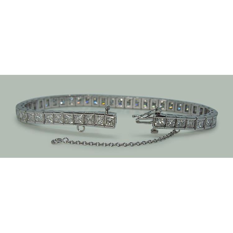 11.50 Carats Princess Genuine Diamonds Tennis White Gold