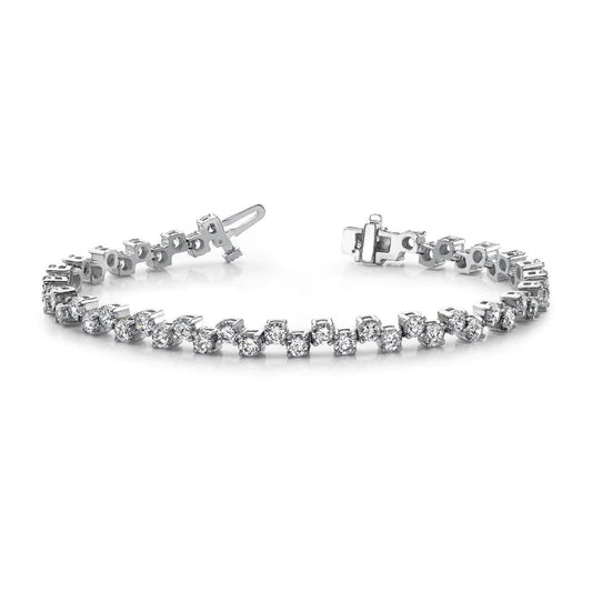 11.55 Ct Round Cut Sparkling Real Diamonds Zig Zag Bracelet White Gold 14K