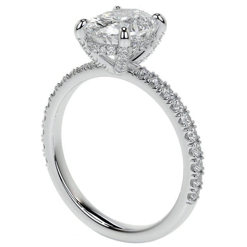 Brilliant Diamond Old Mine Cut Accent Solitaire Ring in 14 Karat White Gold – side view