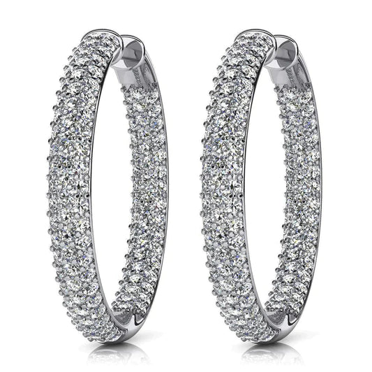 12 Carat Dazzling Natural Diamond Hoop Gold Earrings