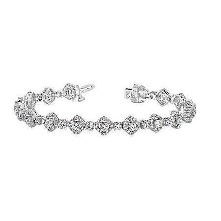 12 Carats Tennis Bracelet Round Natural Diamonds White Gold 14K New Jewelry