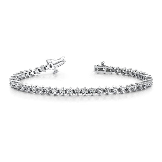 12 Ct Brilliant Real Diamonds Prong Set Tennis Bracelet White Gold 14K