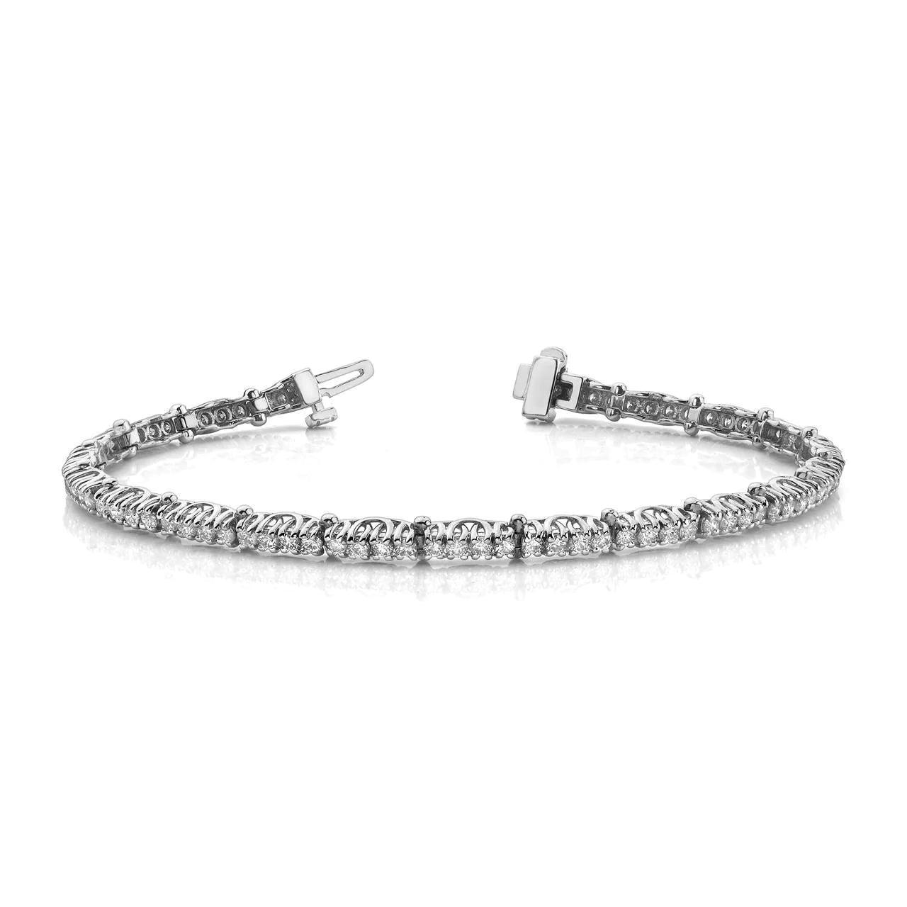 12.50 Carats Prong Set Round Cut Real Diamond Tennis Bracelet White Gold 14K