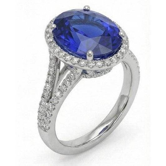 IGI CERTIFIED 12 Carat Oval Sapphire Halo Ring