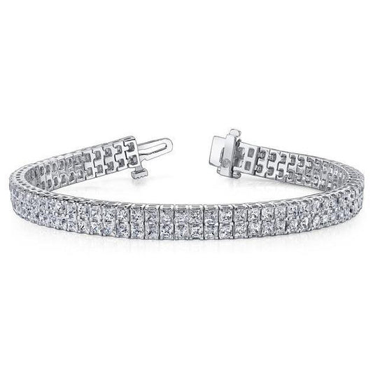 13 Carats Gorgeous Princess Cut Natural Diamonds Carpet Bracelet