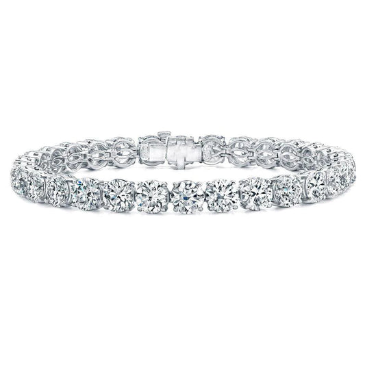13.65 Ct Round Prong Set Real Diamond Tennis Bracelet White Gold Jewelry