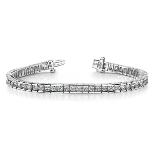 14 Carats Round Cut Real Diamonds Box Tennis Bracelet White Gold 14K