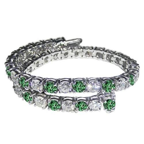 14 Ct. White Green Real Diamonds Tennis Bracelet White Gold