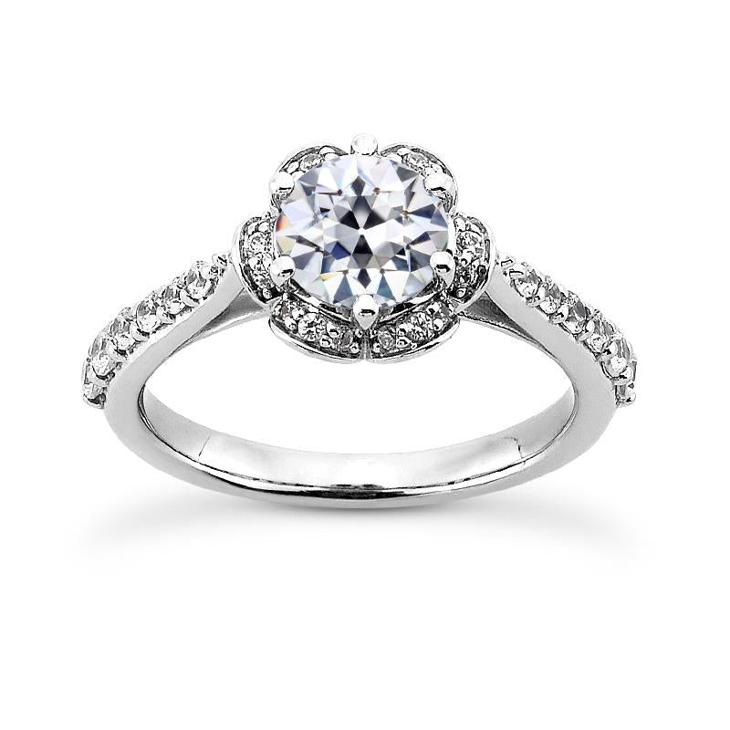 14K Gold Halo Wedding Ring Old Mine Cut Real Natural Earth Mined Diamond 3.75 Carats Jewellery