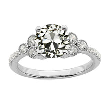 14K Gold Round Old Cut Real Diamond Engagement Ring 3.50 Carats Jewelry