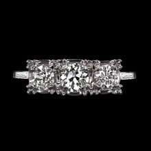 14K Gold Round Old Cut Real Diamond Ring 3 Stone Jewelry 3.50 Carats