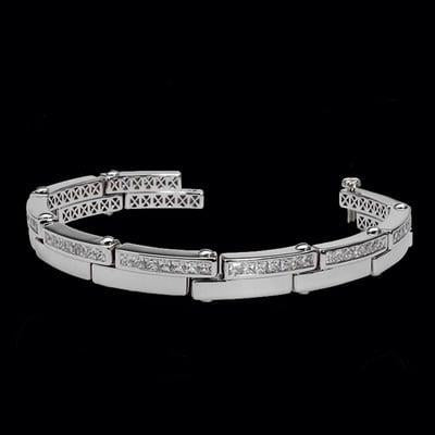 14K White Gold 9.45 Carats Genuine Diamonds Mens Bracelet New