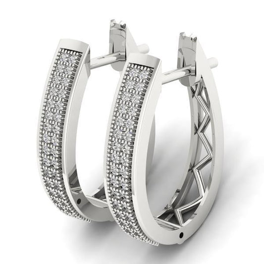 14K White Gold F Vvs1 3.40 Ct Round Cut Diamonds Ladies Hoop Earrings