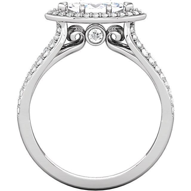 14K White Gold Genuine Marquise Halo Styled Engagement Ring