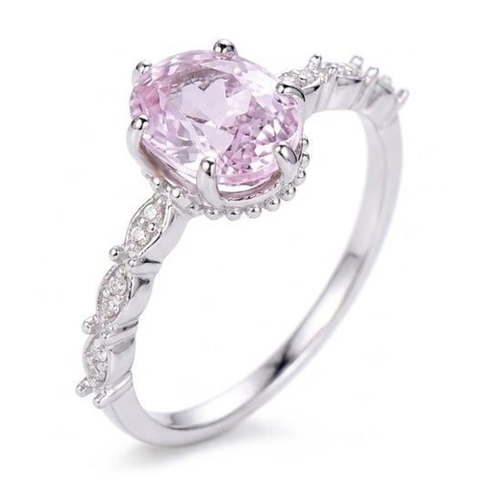 14K White Gold Kunzite With Natural Earth Mined Diamonds 15.65 Carats Ring