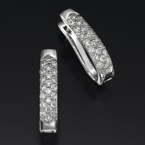 14K White Gold Round Cut 3.50 Carats Real Diamonds Women Hoop Earrings New