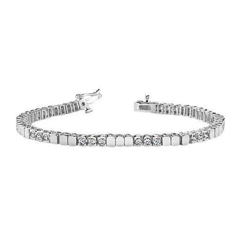 14K White Gold Round Real Diamond Bezel Set Tennis Bracelet 6 Carats