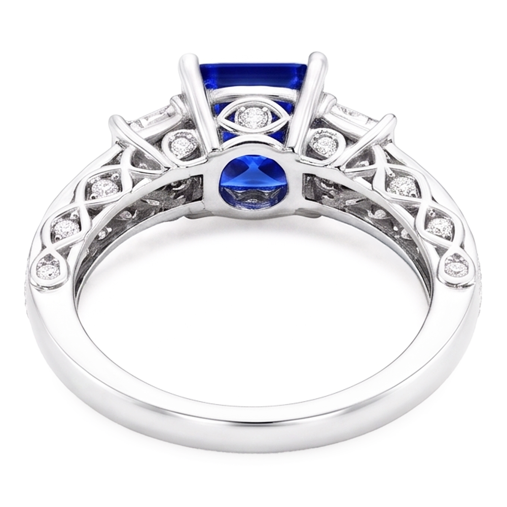14K White Gold Royal Blue Sapphire Colored Stone Ring – 4.50-ct