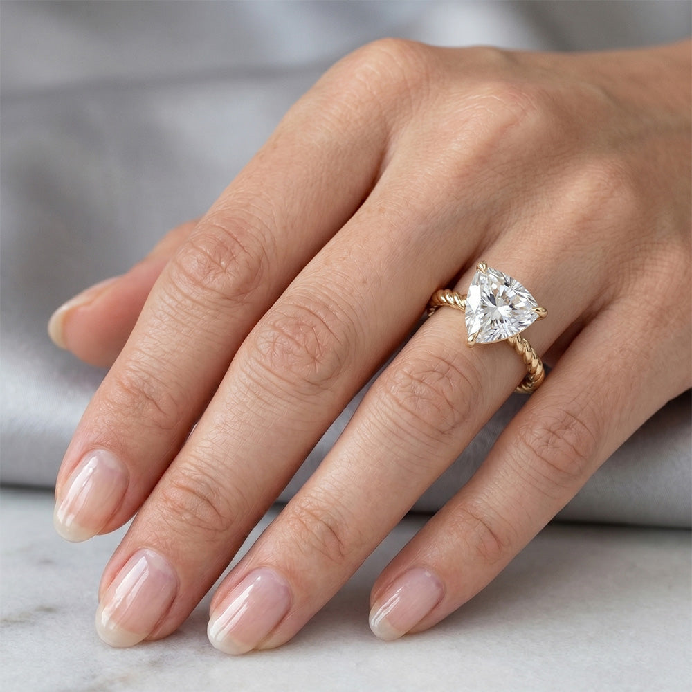 14K Yellow Gold Diamond Single Stone Ring – 2.50-ct Trillion Cut