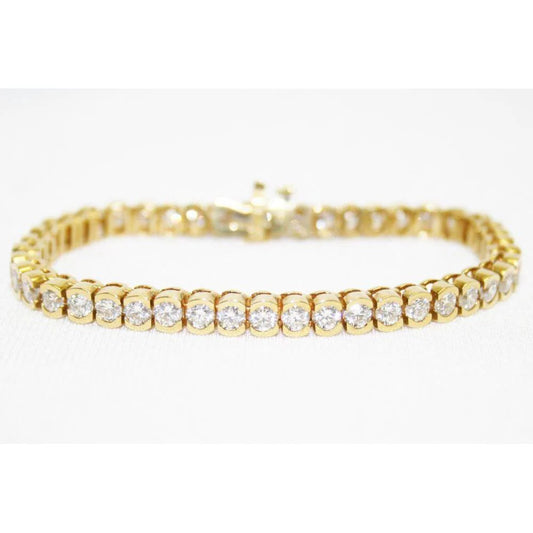 14K Yellow Gold Ladies Round Real Diamond 9 Carats Tennis Bracelet Jewelry