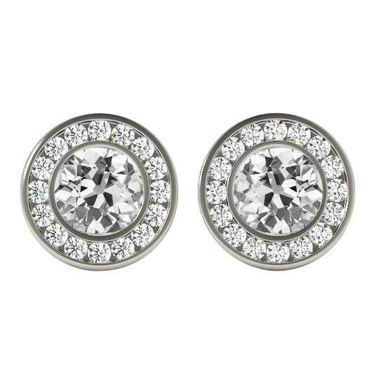 Natural Diamond Stud Earrings 6.50 ct 14 Karat White Gold – main view