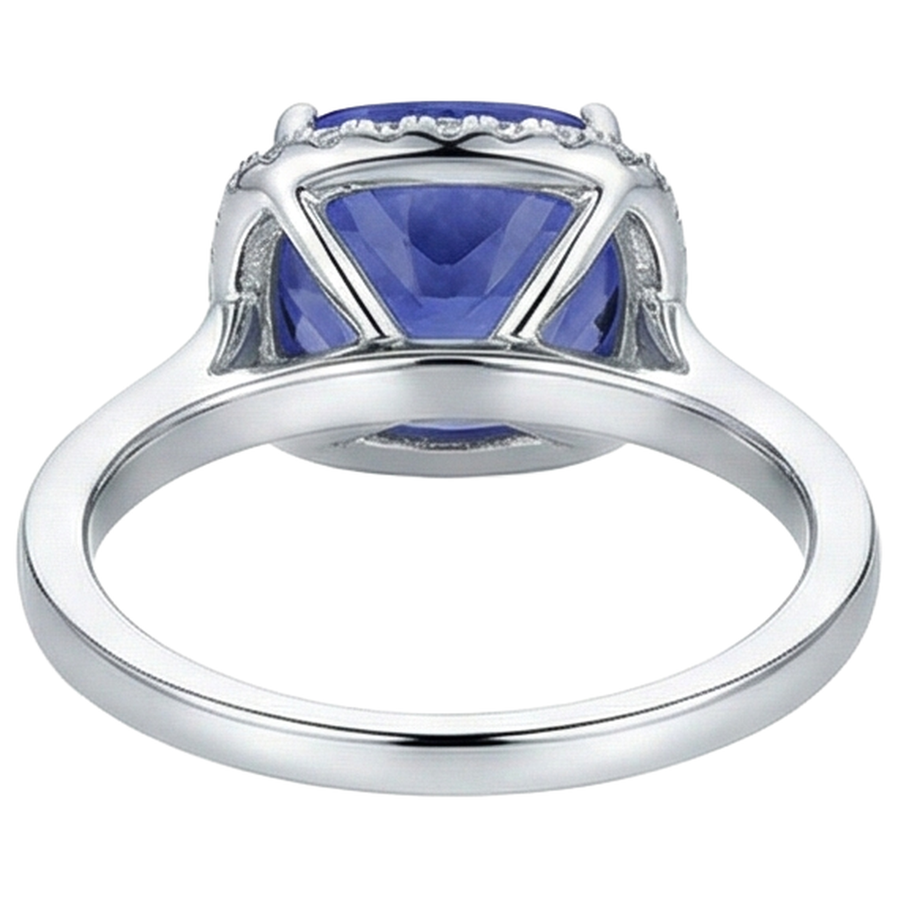 15.25 Ct Cushion Tanzanite With Natural Earth Mined Diamonds Ring Gold 14K