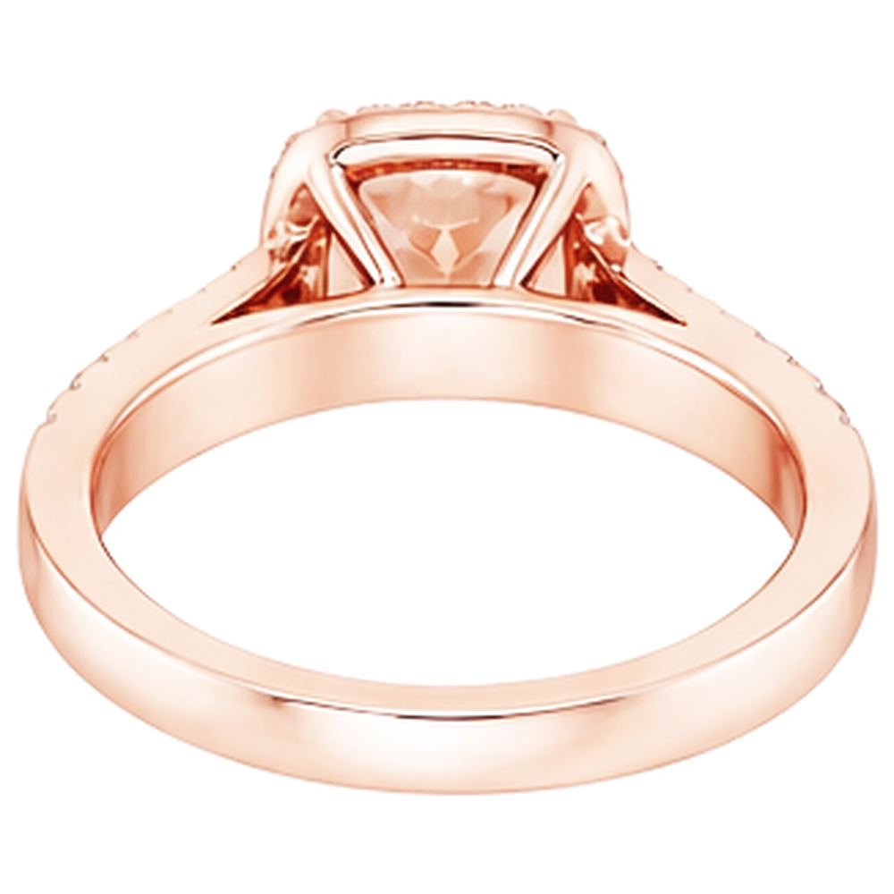 15 Ct Cushion Morganite And Round Natural Earth Mined Diamonds Ring Rose Gold 14K