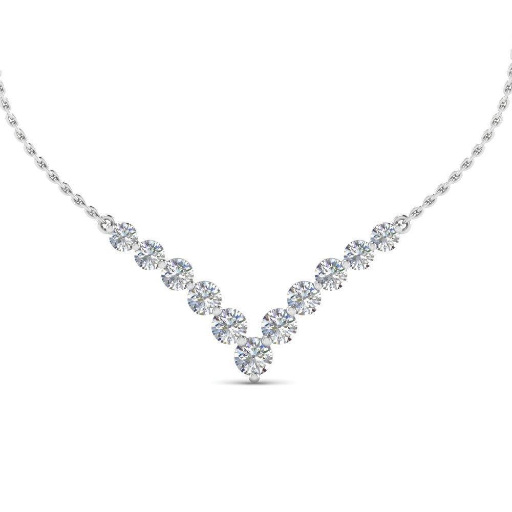 15 Ct Sparkling Round Cut Genuine Diamonds Women Necklace 14K White Gold