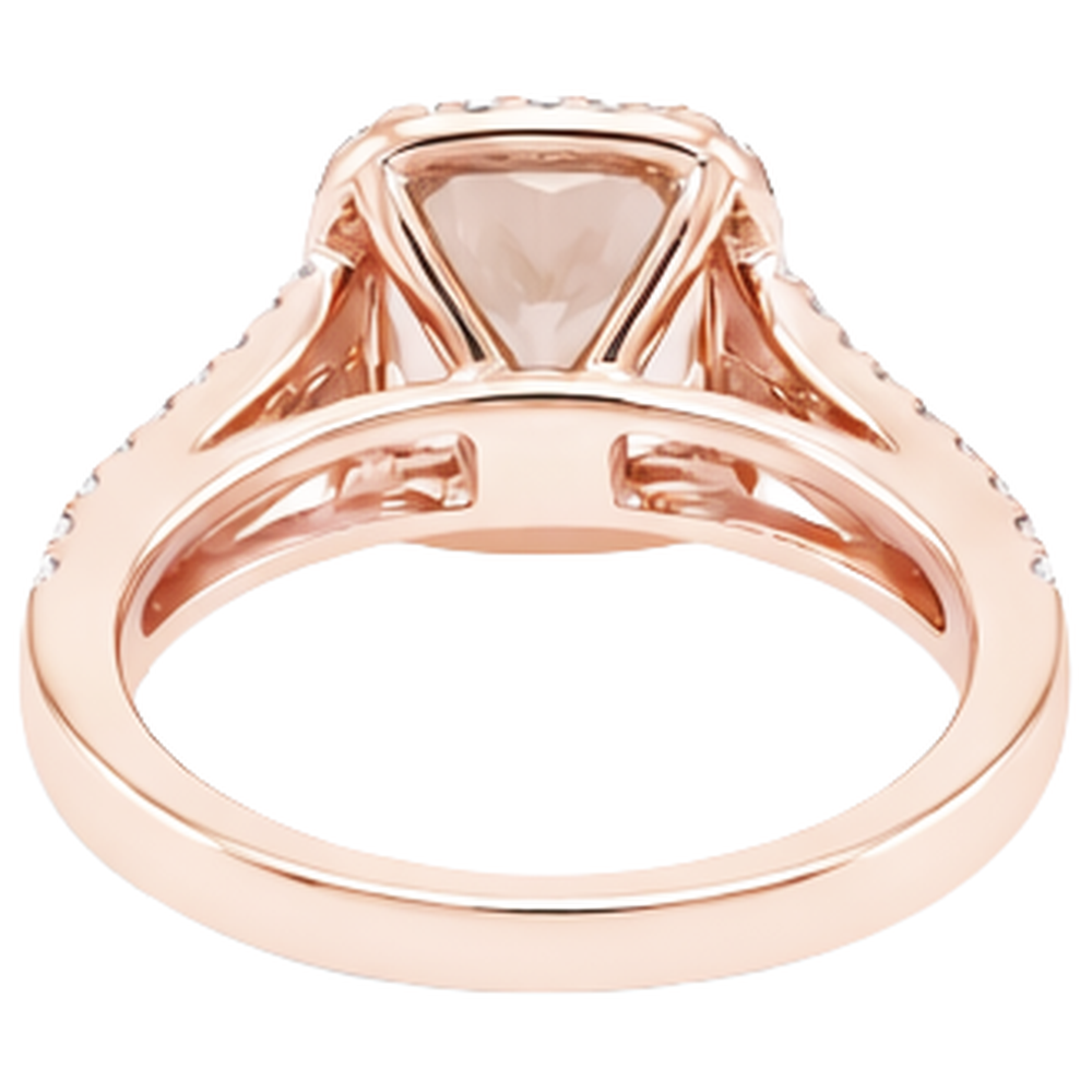 16.75 Ct Morganite And Natural Earth Mined Diamonds Fancy Ring Rose Gold 14K