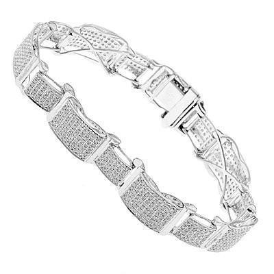 16 Carat Small Natural Diamond Mens Bracelet White Gold 14K