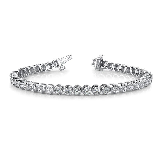 16 Ct Round Cut Real Diamonds Prong Set Tennis Bracelet White Gold 14K