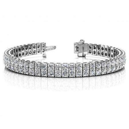 16.20 Carats Round Cut Double Natural Earth Mined Diamonds Tennis Bracelet White Gold 14K