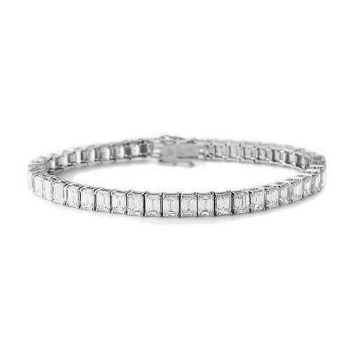 16.80 Ct Channel Set Emerald Cut Genuine Diamond Tennis Bracelet White Gold