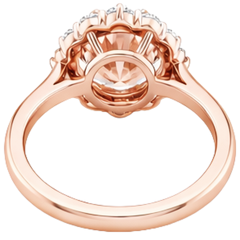 17.75 Ct Morganite And Natural Earth Mined Diamonds Ring 14K Gold Rose