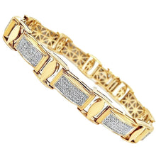 18 Ct Round Cut Pave Setting Real Diamond Men Bracelet Yellow Gold 14K