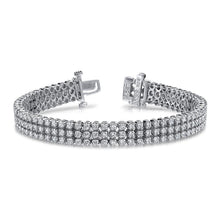 18 Ct Sparkling Round Natural Earth Mined Diamonds Triple Strand Bracelet White Gold 14K