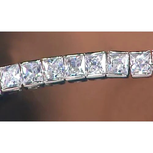 18.90 Carat Real Princess Cut Diamond Tennis Bracelet White Gold 14K Jewelry