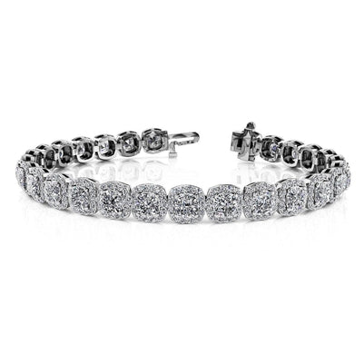 19 Ct Cushion & Round Cut Real Diamonds Tennis Bracelet White Gold 14K