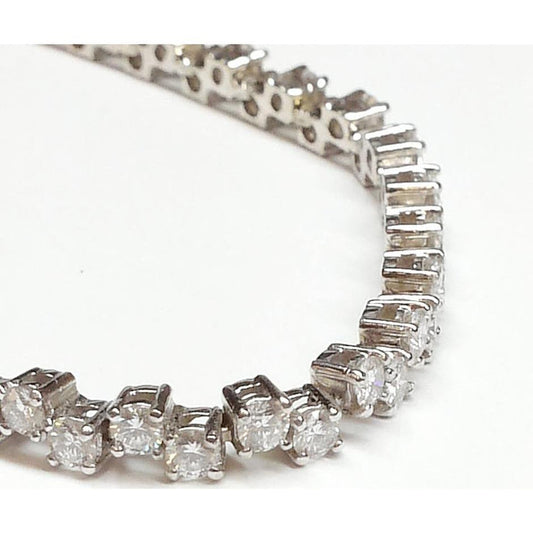 19 Ct Prong Set Round Real Diamond Tennis Bracelet Solid White Gold 14K