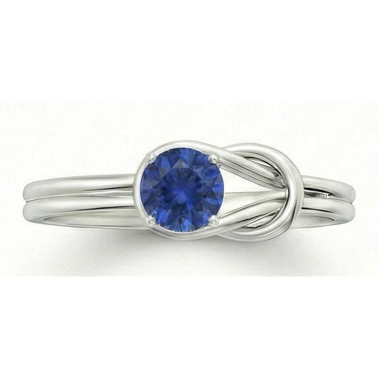 1 Carat Solitaire Blue Sapphire White Gold 14K Fancy Ring Jewellery New